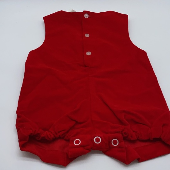 Vintage Christmas Infant Boys Newborn Romper Red Rocking Horse Embroidery - Picture 4 of 7